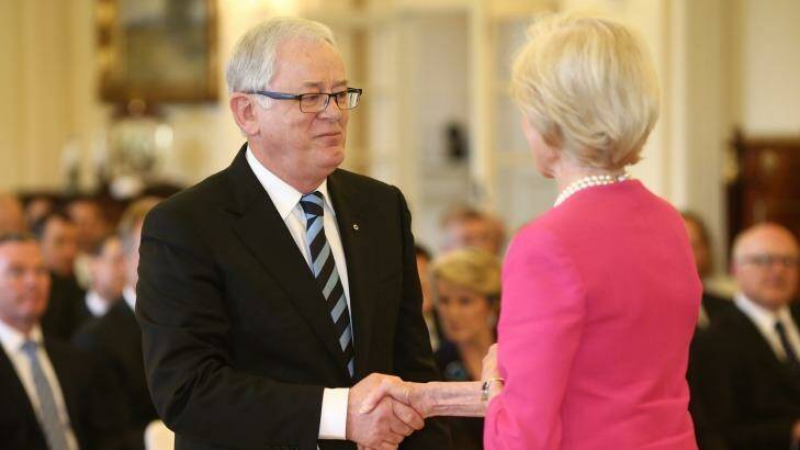 Andrew Robb is sworn in as Trade Minister by former governor-general Quentin Bryce in 2013. Photo: Andrew Meares