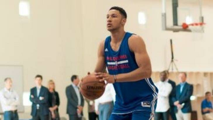 Inevitable conclusion: Ben Simmons works out in 76ers gear. Photo: Twitter