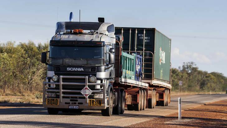 The long haul: Heather Jones's truck on the road between Broome and Karratha. Photo: Tony McDonough