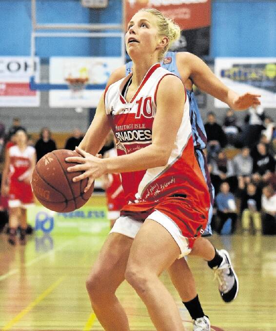 Emma Russell controls the ball for the Launceston Tornadoes in a match against Albury-Wodonga.