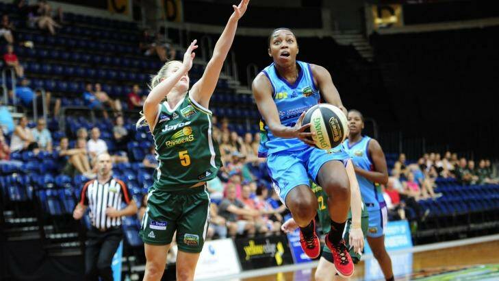 Jump start: Canberra Capitals player Renee Montgomery in action on Sunday. Photo: Melissa Adams