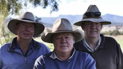 Brothers in arms: (From left) Andrew, Rick and Phil Laird are sixth-generation farmers fighting against mining in the forest that was named after their family. Photo: Nick Moir