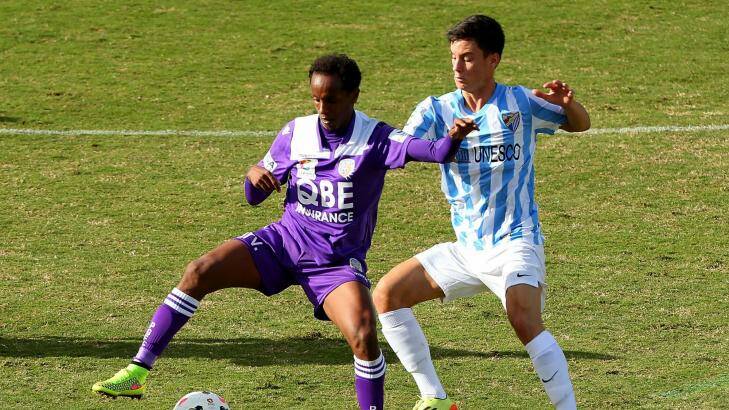 erth Glory's Yousoff Hersi impressed in the first half against Malaga on the weekend. Photo: Paul Kane