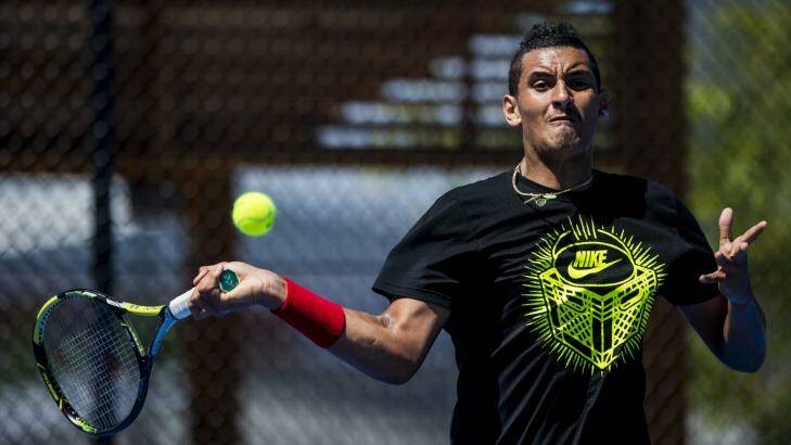 Nick Kyrgios checks out the new courts at the Canberra Tennis Centre.  Photo: Jay Cronan