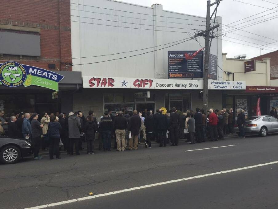Crowds at the auction of 237-239 High Street in Ashburton. Photo: Supplied
