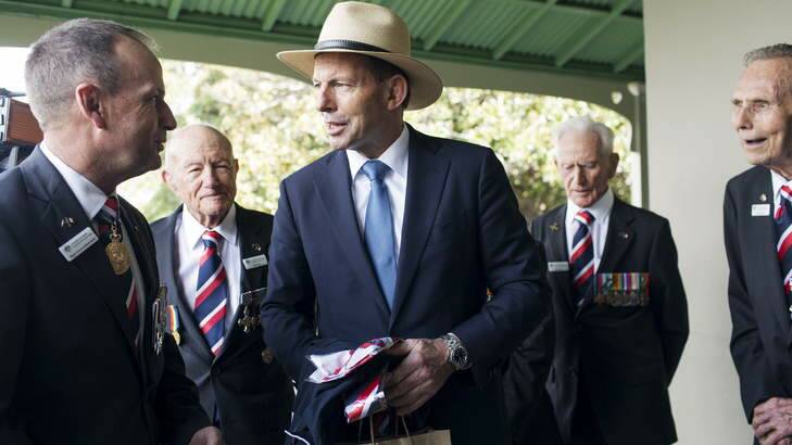 Bound for France: Prime Minister Tony Abbott meets D-Day airmen at Kirribilli House. Photo: James Brickwood