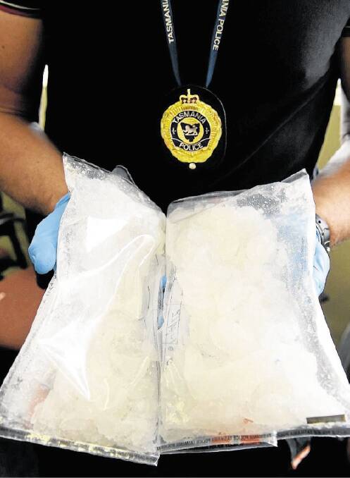 Monday 27 October 2014 (Photo Mark Jesser / Story Isabel Bird)Detective Inspector Scott Flude - With drugs (ICE) seized at Launceston Airport.
