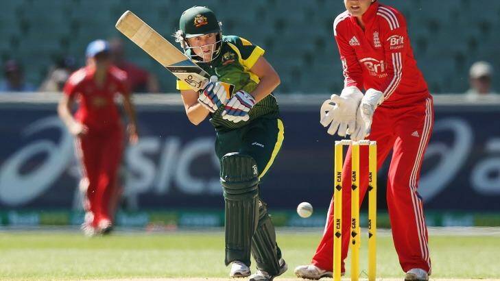Keeping up ... Alyssa Healy batting against England earlier this year.