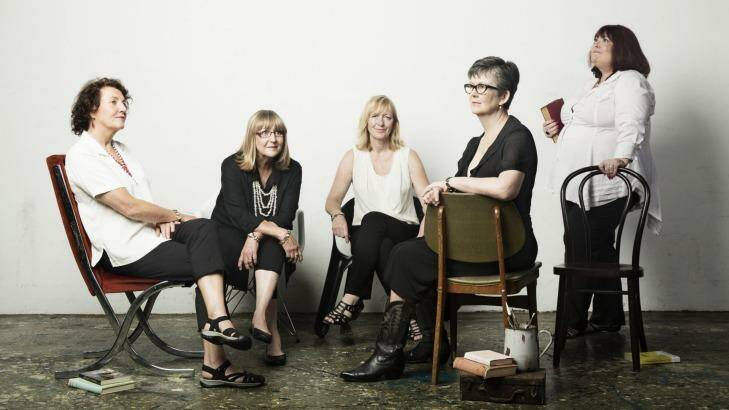 Women of letters: (from left) Jane St Vincent Welch, Denise Tart, Jane Richards, Madeline Oliver and Jenny Crocker, collectively known as the author "Alice Campion" Photo:  Nic Walker