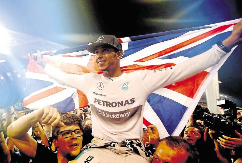 Lewis Hamilton in celebration mode. 