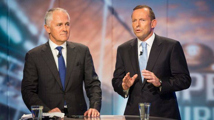 Malcolm Turnbull and Tony Abbott announce the Coalition's NBN policy in 2013. Photo: Angus Mordant