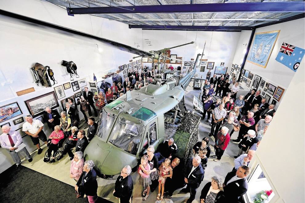 The ex-Australian Defence Force Bell UH-1 Iroquois helicopter was front and centre at the museum's official opening on Friday. Picture: PHILLIP BIGGS