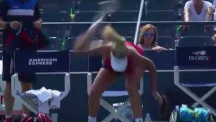 Relieving the tension: Coco Vandeweghe lets her anger out on court.