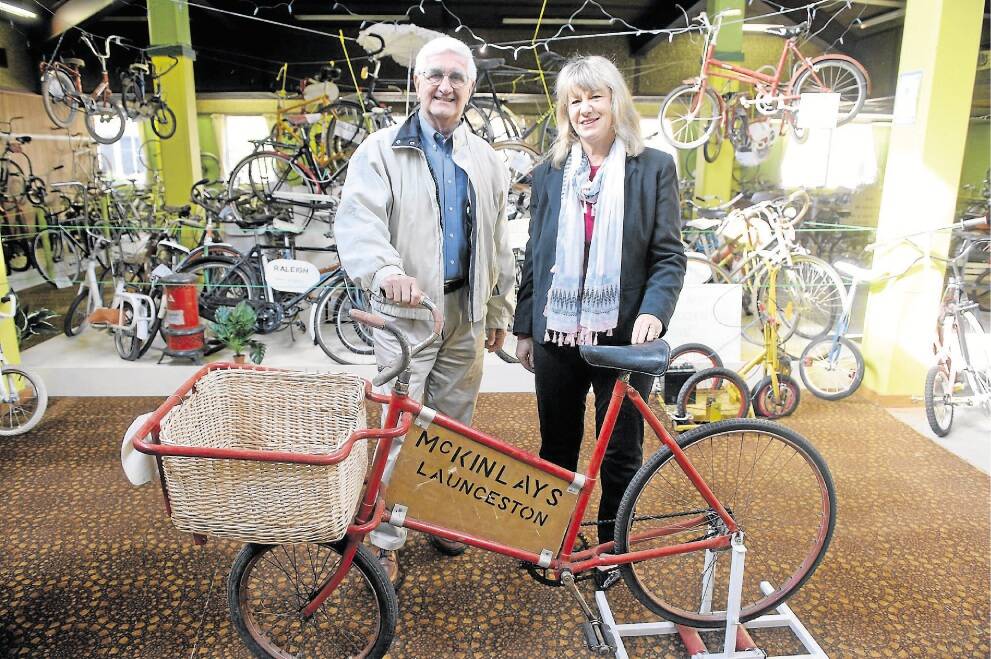 Historian Jim Fitzpatrick and curator Merrilyn Billing want to rejuvenate the Zions Hill Bicycle Museum at Ravenswood. Picture: PAUL SCAMBLER
