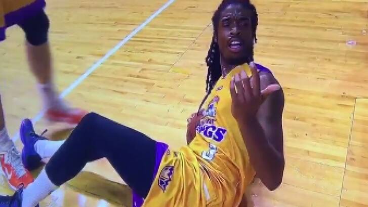 Baffled: Marcus Thornton looks up after a fan tipped beer on him during the game.