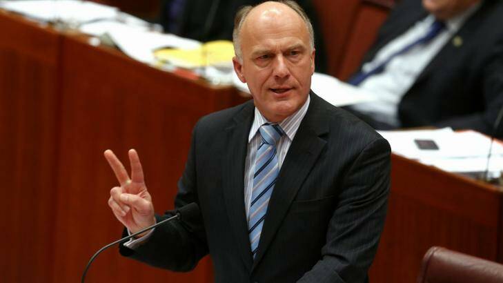Eric Abetz says, reports he believes there to be a link between abortion and breast cancer are incorrect. Photo: Alex Ellinghausen