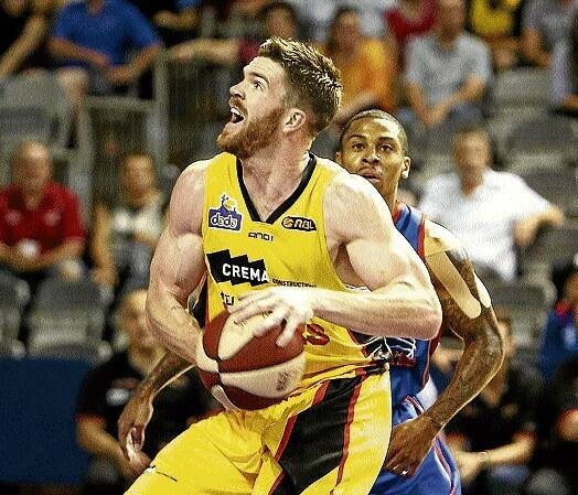 Lucas Walker, playing for the Melbourne Tigers, surges forward during the semi-final against Adelaide. Lucas was named yesterday in the Boomers' training squad. Picture: GETTY IMAGES