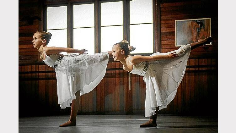 Kealey McHenry, 10, and Tahlia Wynter, 9, rehearse for the Launceston Competitions at the Kim Roe School of Dance in Glen Dhu.  Picture: PHILLIP BIGGS