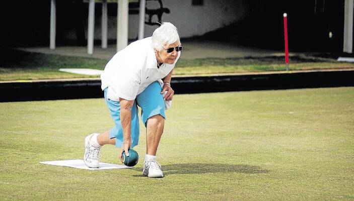 DOWN THE LINE: Margaret Pearce, of the East Launceston Bowls Club, takes her winning shot. Picture: GEOFF ROBSON