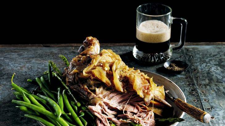 Slow cooked lamb shoulder, from <i>Food + Beer</i>, by Ross Dobson. Photo: Jason Loucas