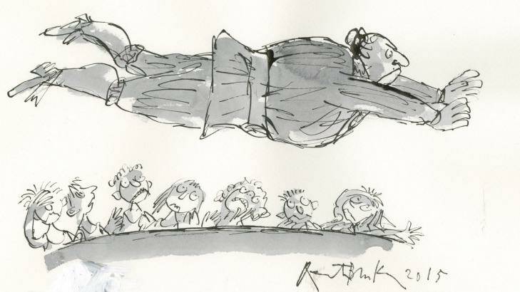 Quentin Blake's new illustration of Matilda's villain, Miss Trunchbull. Photo: Quentin Blake