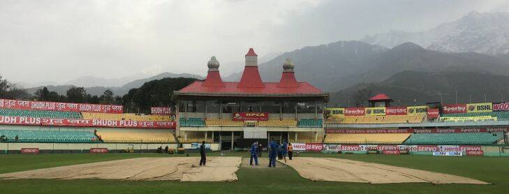 The pitch at Dharamsala,?? Himachal Pradesh Cricket Association, two days before the commencement of the deciding fourth Test between Australia and India. Photo: Andrew Wu