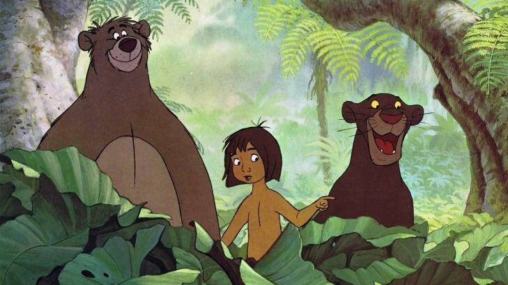 Baloo, Mowgli and Bagheera in Disney's <i>The Jungle Book</i> (1967). Photo: Disney