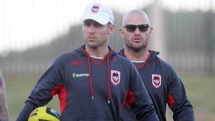 Passion: Ben Hornby and Dean Young have taken on bigger coaching roles at the Dragons. Photo: Greg Totman