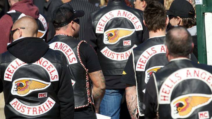 Hell's Angels wearing jackets with the club's trademarked death head insignia.  Photo: Wolter Peeters