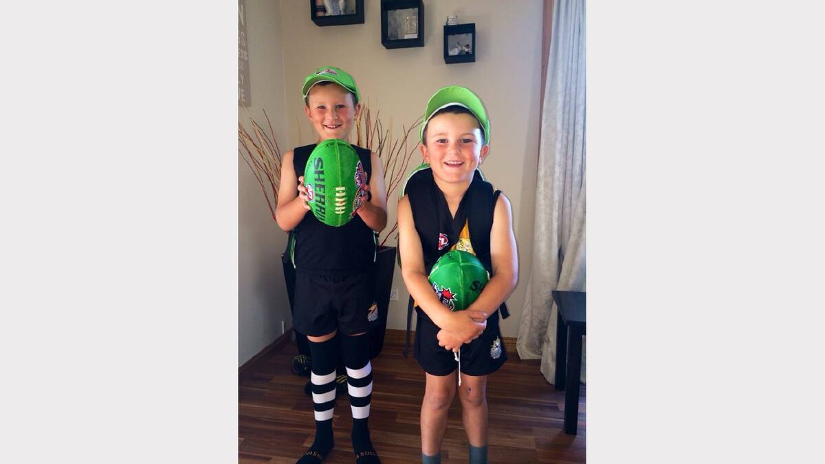 'Jordan and Isaac all ready for Auskick'. Sent in by Tenneile