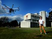 Working with robots: Zac Pullen is studying ocean engineering with his octocopter. Picture: Geoff Robson