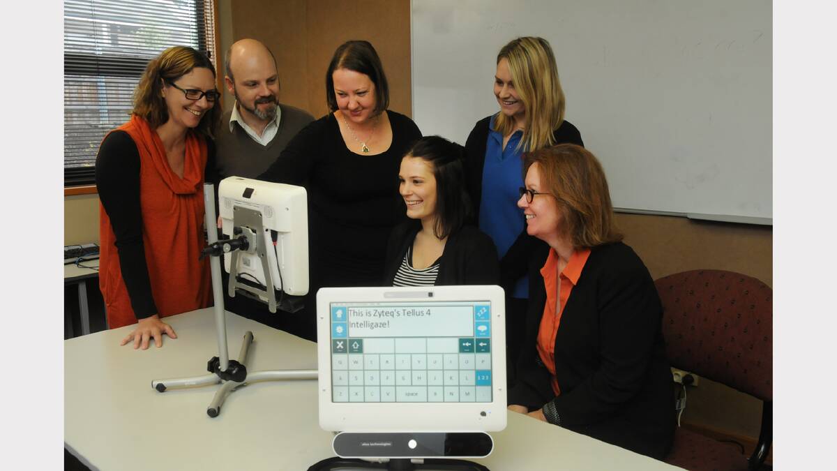 Zyteq Speech Pathologist and Assistive Technology Consultant  Karyn Muscat,  ‎Assistive Technology Specialis Chris Bryg, ILC Speech Pathologist Gail Bennell , Speech Pathologist Student Lucy Schinckel , Occupational Therapists Meg Bain and managing director at ZYTEQ Tracey Bode. Picture: Paul Scambler
