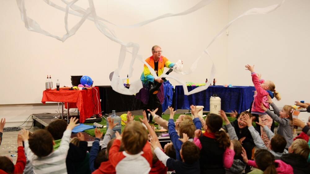 The Crazy Scientist, Darin Carr, performed his scientific magic to a crowd of children and parents at the QVMAG Inveresk. Picture: Scott Gelston