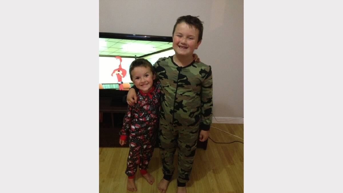 'Gus and Mitch loving their onesies with these colder weather'. Sent in by Julie Garrard