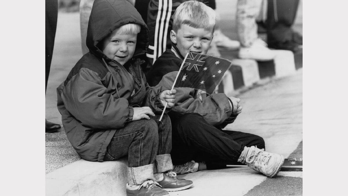 Anzac Day flashback gallery | Christopher, 3, and Richard, 5, Saunders at the Launceston 1992 parade.