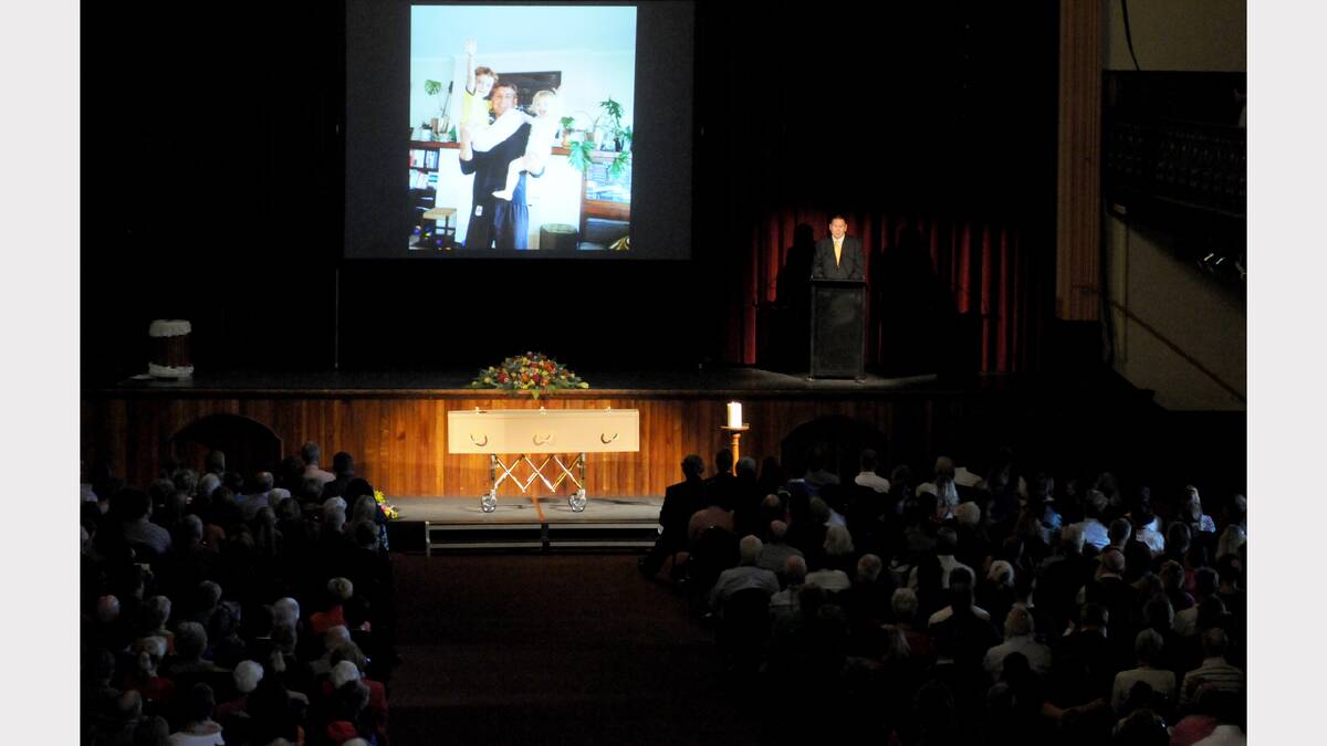About 1500 people gathered in Launceston's Albert Hall for Alderman Jeremy Ball's funeral. Picture: Geoff Robson