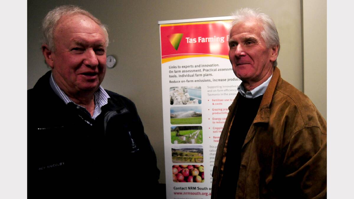 Tasmanian Alkaloids field operations manager Rick Rockliff and Poppy Growers Tasmania chief executive Keith Rice.