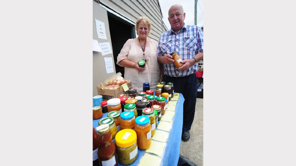Lietinna market coordinator Chris Brown and hall and reserves committee president Alan Cassidy at the market last year.