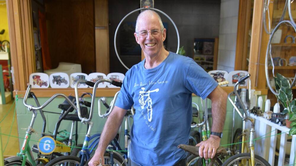 Tamar Bicycle Users Group President Malcolm Cowan with a 112-year-old bike at the museum. Picture: Paul Scambler
