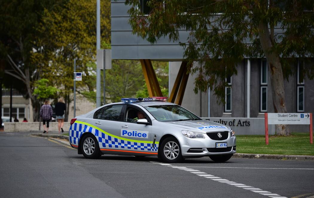 Police continue to patrol the University of Tasmania Launceston campus.
