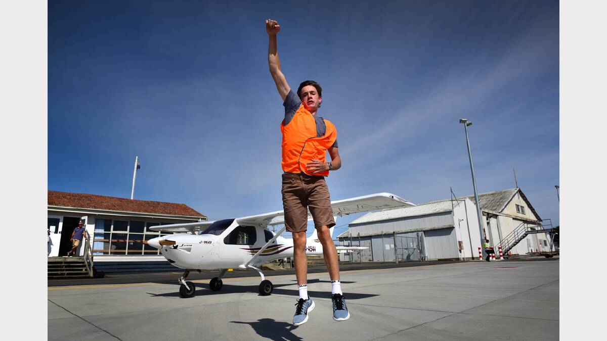 Will Barber, of Launceston, is reaching for the stars as he takes his maiden solo flight at the age of 15. Picture: PAUL SCAMBLER
