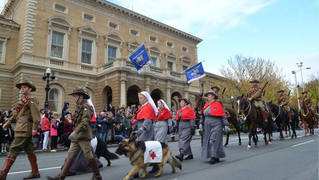 Hobart's 11am Anzac Day parade. Picture: Daniel McCulloch