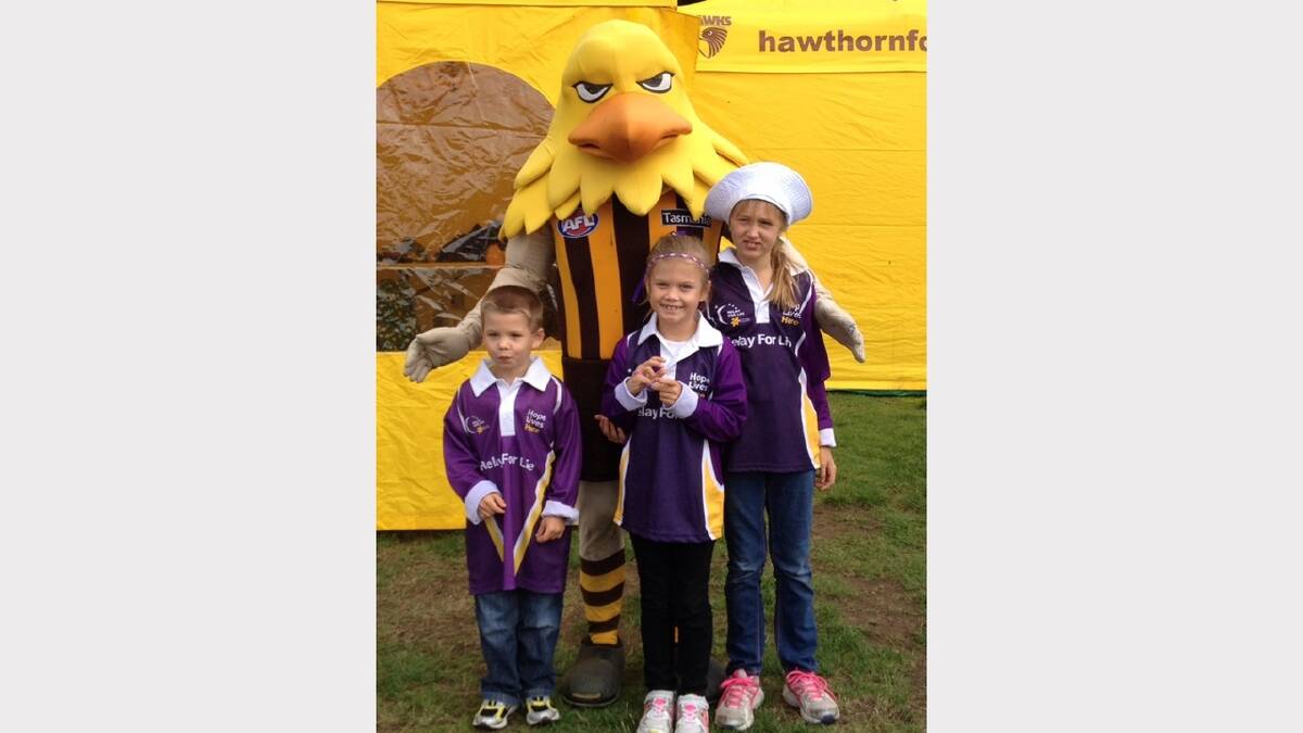 'Zoe Casey, Aadyn Casey and Laura Collins at relay for life with Hawker'. Sent in by Tamara Casey