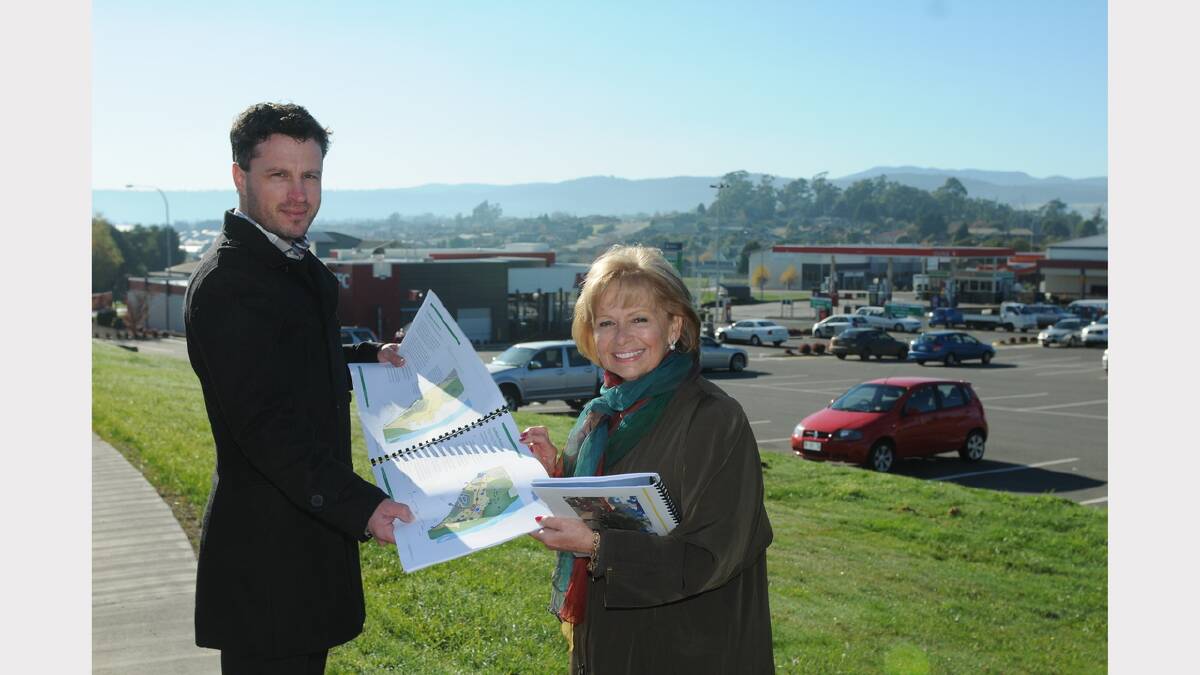 West Tamar Council municipal planner Michael Purves and Deputy Mayor Christina Holmdahl at the Legana Shopping centre. Picture: PAUL SCAMBLER
