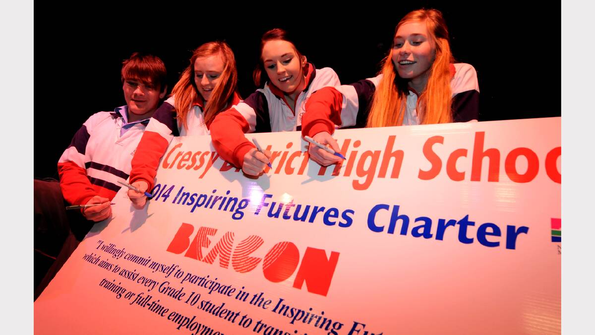 Cressy District High School students class of 2014 sign the Beacon charter.