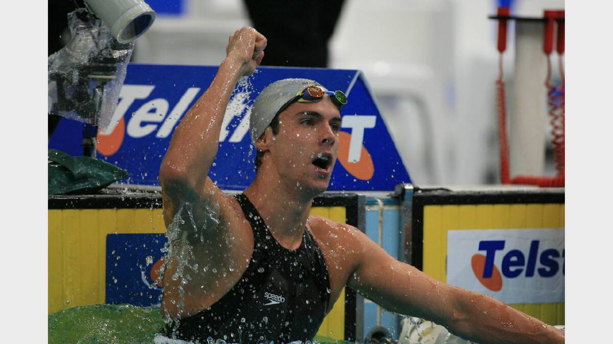Eamon Sullivan celebrates at the 2008 Telstra Australian Swimming Championships.