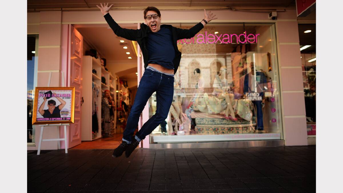 Australian sleepwear king Peter Alexander in front of his Launceston store. Picture: Scott Gelston