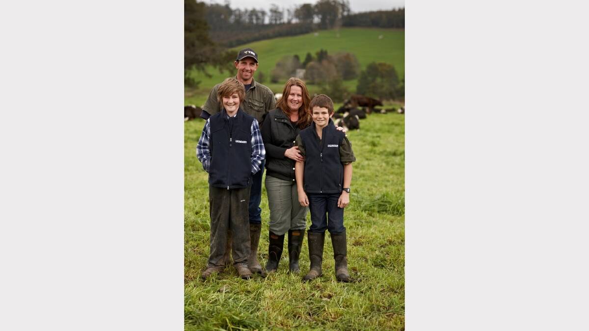 Farmers Stuart and Karen Burr, of Ringaroom, with children William and Hayden.