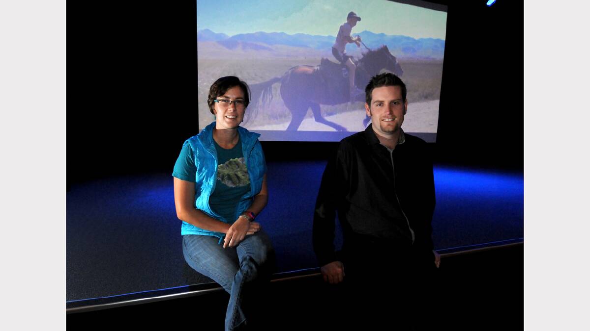 Setting up for the Banff Mountain Film Festival are Michelle Warner, of Adventure Reels, and Mick Hammond, of The Tramsheds at Inveresk. Picture: Geoff Robson