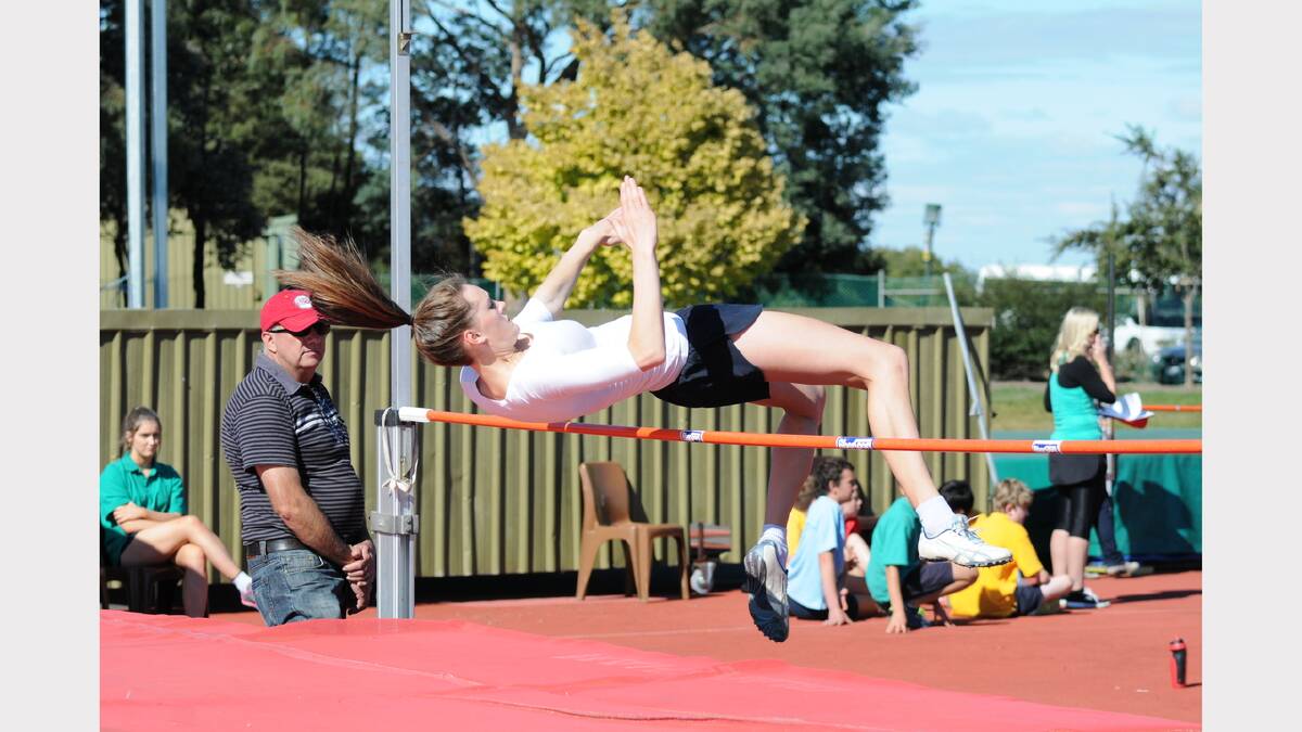 Skye Rannicar goes up and over at the Scotch Oakburn Athletics. Picture: Paul Scambler